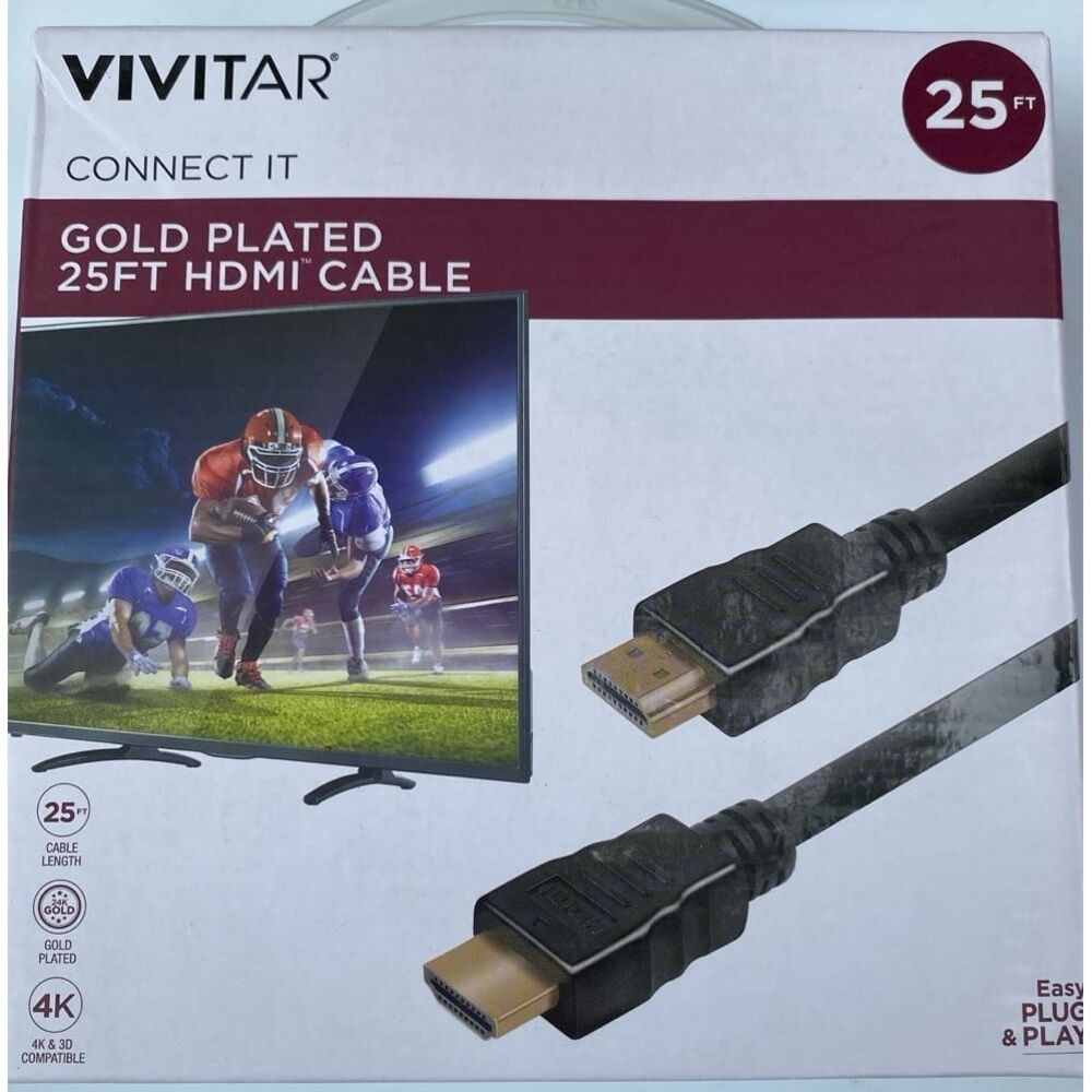 Vivitar 25ft Connect it Gold plated‎ HDMI CABLE